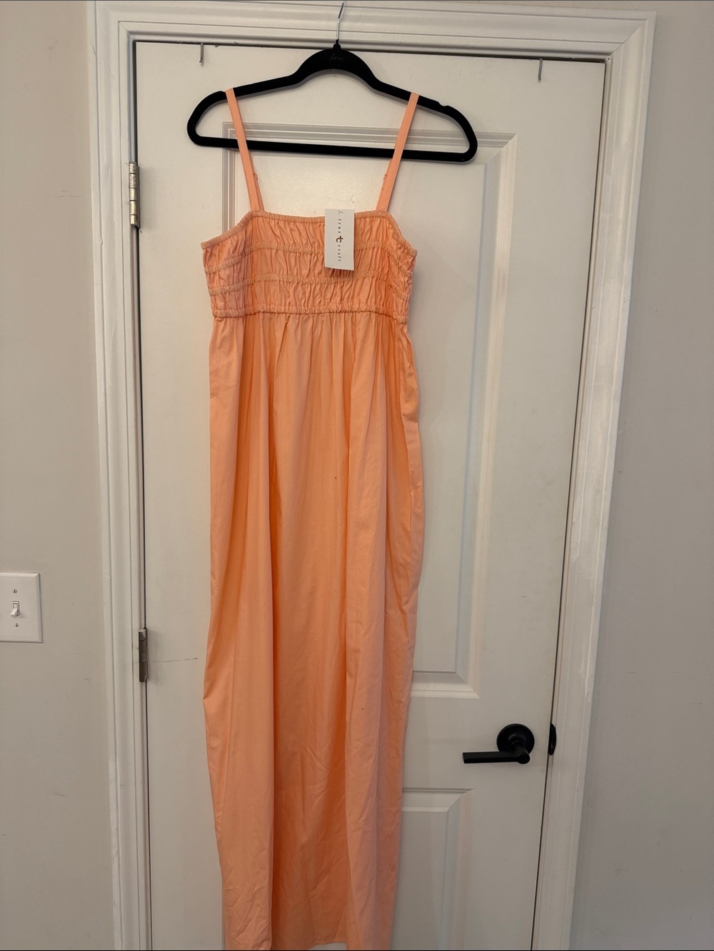 True Craft Peach Maxi Dress with Smocked Bodice